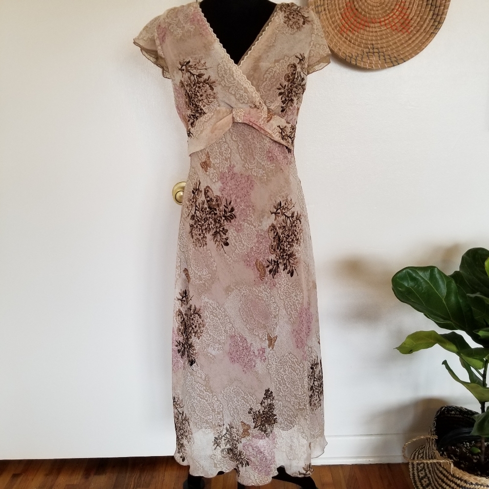 Rabbit Rabbit Rabbit Floral Flutter Sleeve Dress